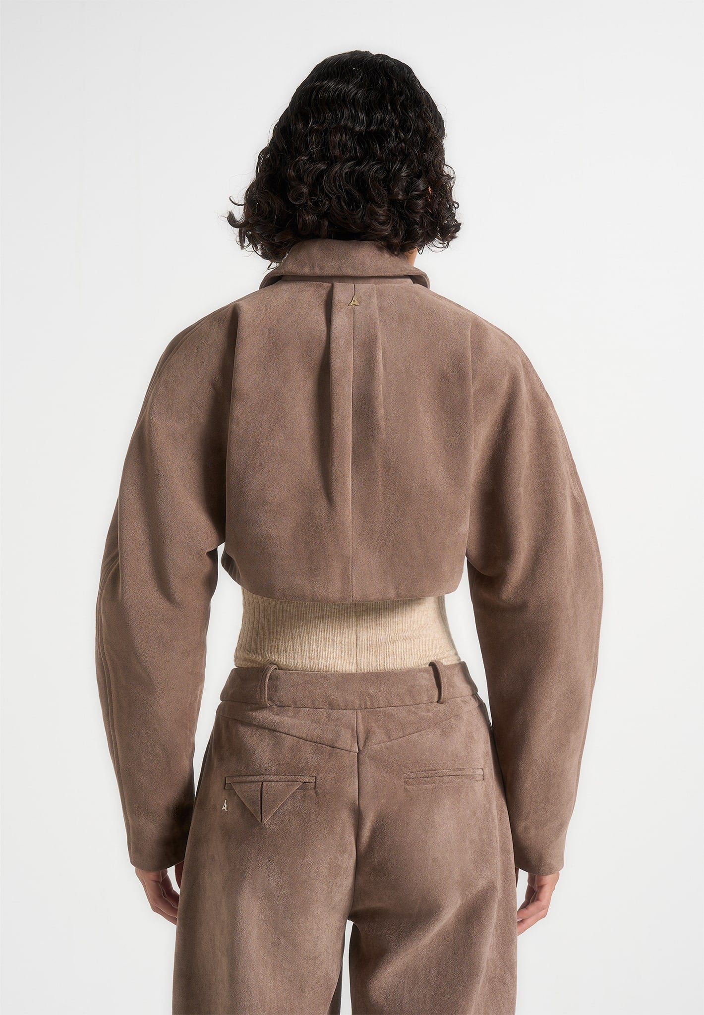 Elya - Suede Super Cropped Jacket - Taupe