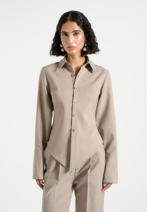 Sonia - Tailored Angled Shirt - Taupe