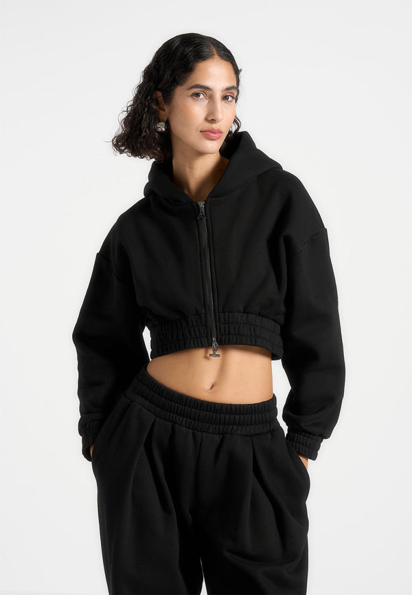 Josiane - Relaxed Zip Through Hoodie - Black