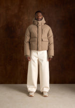 Casey - Unisex Minimal Raglan Puffer Jacket - Taupe