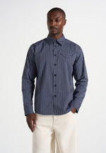 Ronnie - Unisex Pinstripe Long Sleeve Shirt - Navy