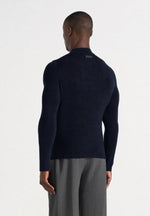 KW003 - Fitted Mock Neck Wool-Blend Sweater - Navy