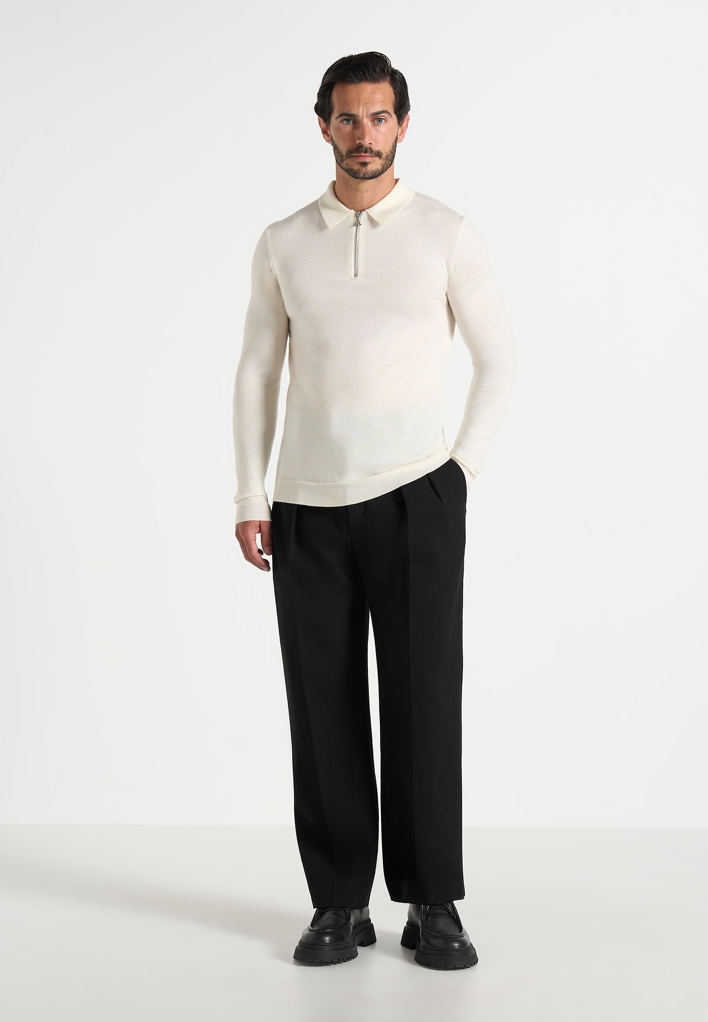 merino-wool-long-sleeve-polo-top-with-zip-off-white