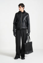 vegan-leather-shearling-jacket-black