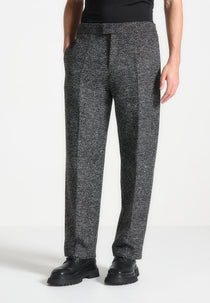 Brushed Herringbone Trousers - Black
