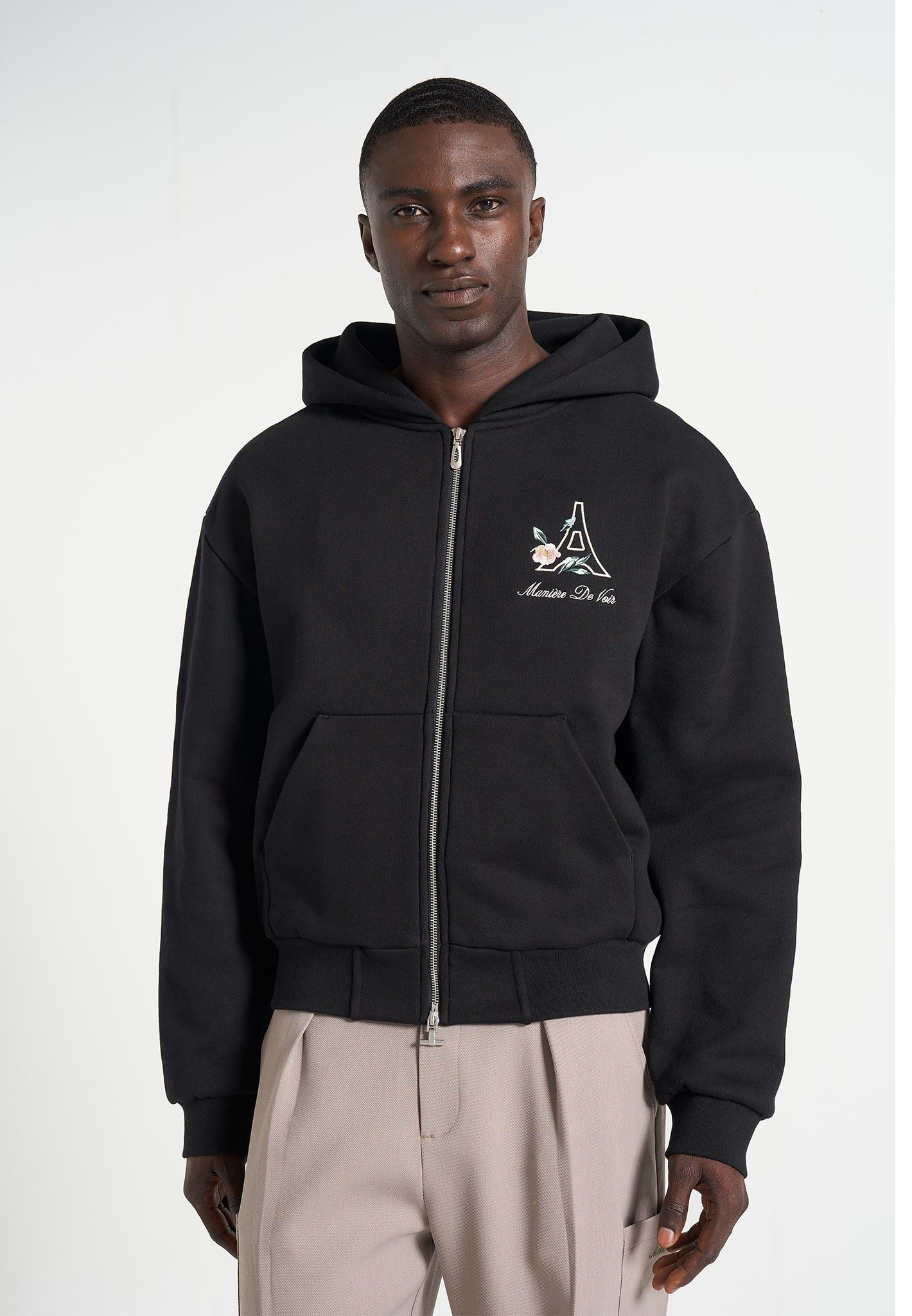 js009-unisex-floral-eiffel-zip-hoodie-black