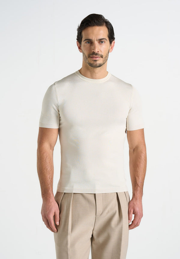 Ellis - Luxe Knitted T-Shirt - Cream