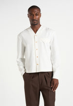 Zac - Boxy V-Neck Long Sleeve Shirt - White