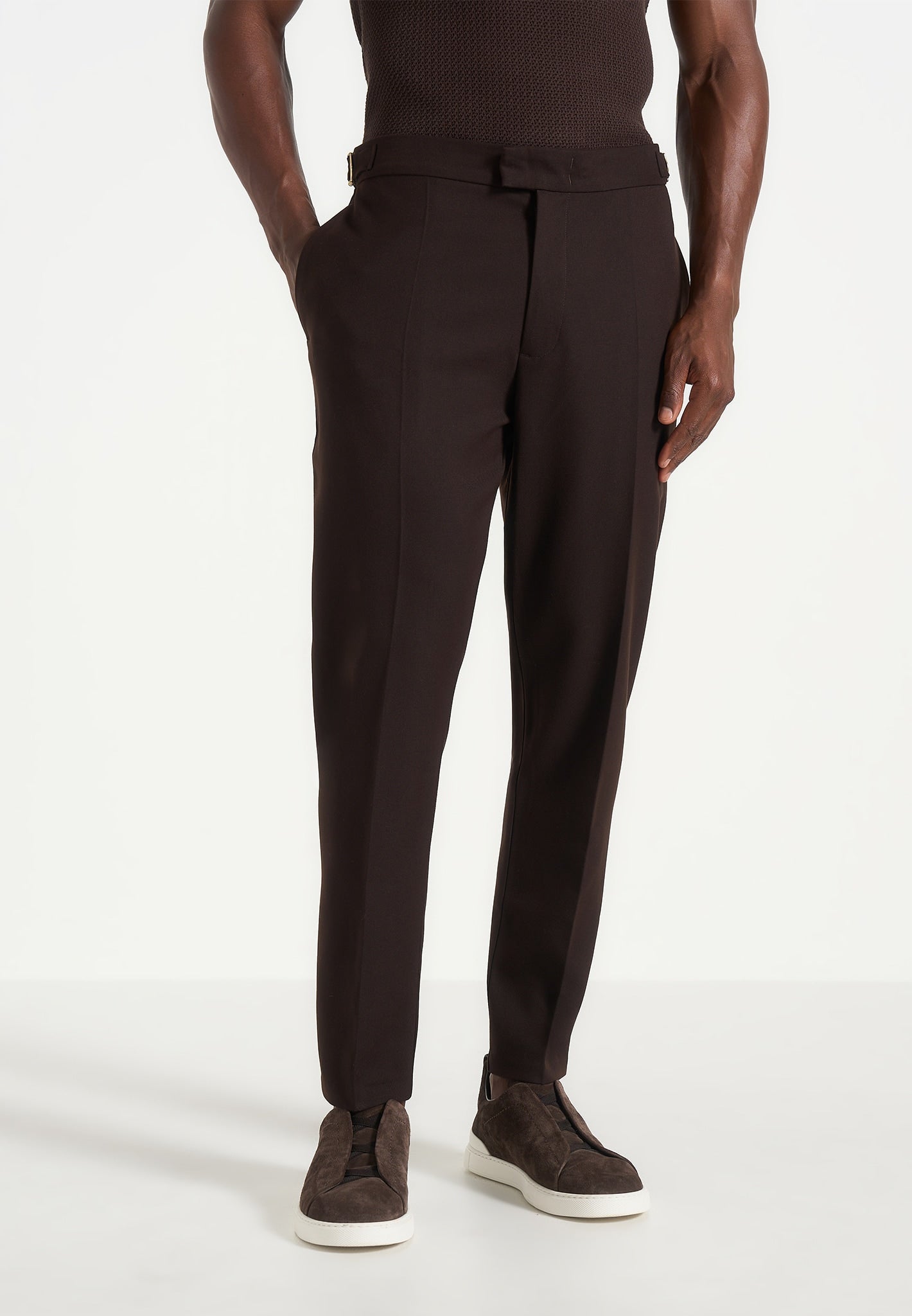 Hubert - Slim Fit Tailored Wool-Blend Pants - Brown