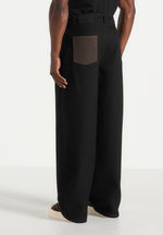 Lazare - Wide Leg Twill Jeans - Black