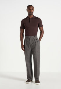 Pierre - Twin Pleat Tailored Pants - Dark Grey