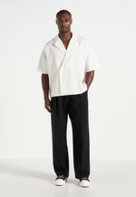 Abel - Boxy Pinstripe Double Breasted Shirt - White