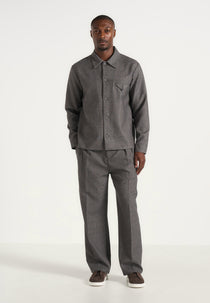 Leo - Textured Tailored Overshirt - Dark Grey