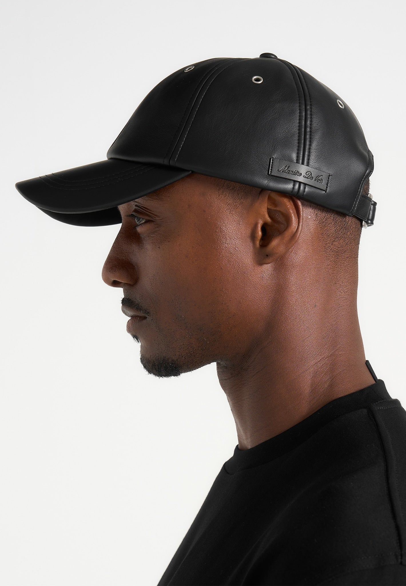 Lou - Leather Cap - Black