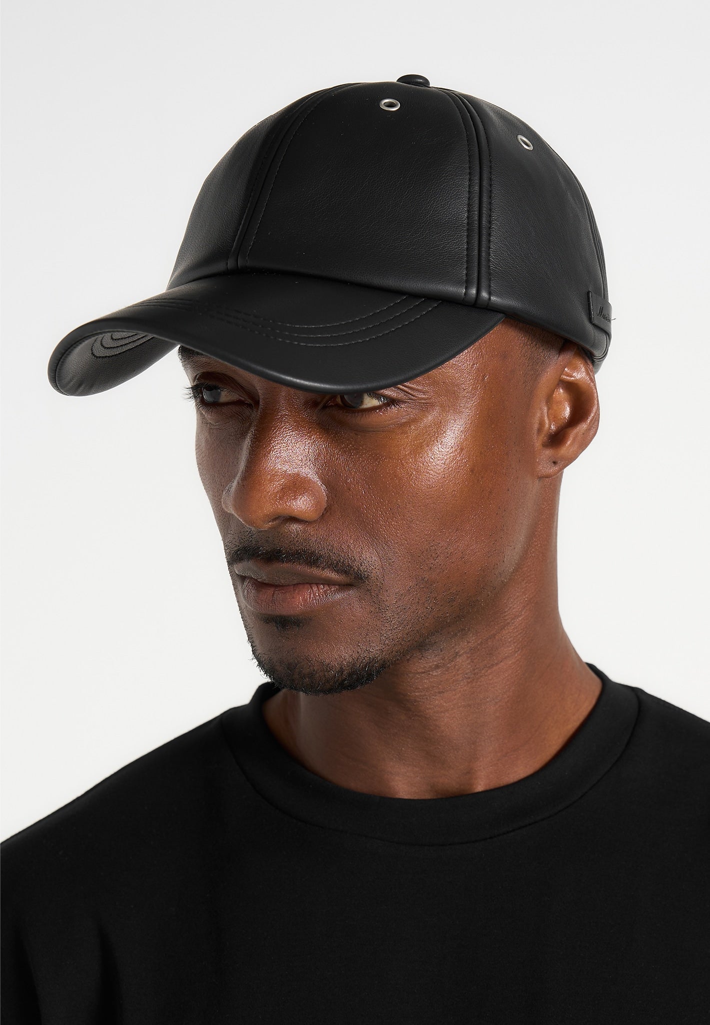 Lou - Leather Cap - Black