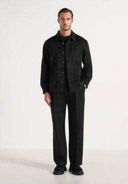 Andy - Unisex Suede Long Sleeve Shirt - Black