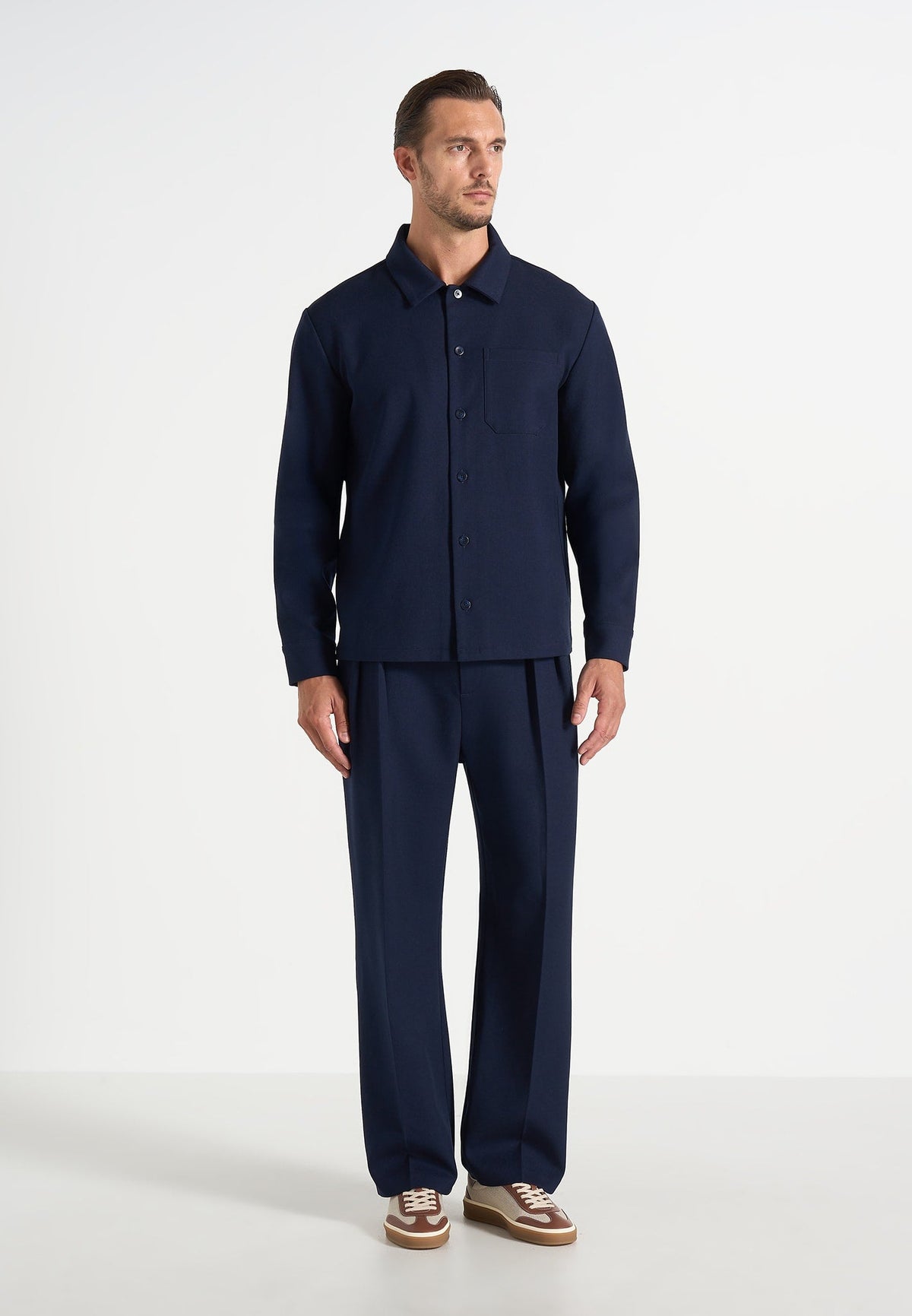 Valentin - Classic Tailored Long Sleeve Shirt - Navy