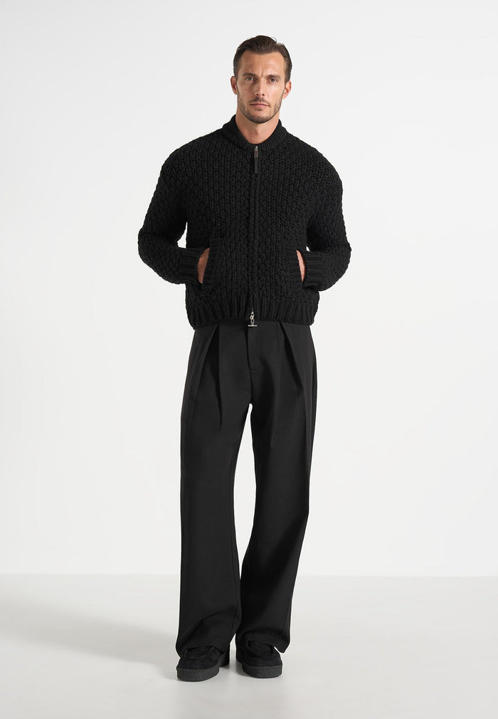 darel-speckled-knit-bomber-jacket-black