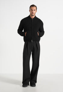Darel - Wool Knit Bomber Jacket - Black