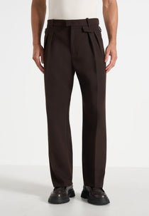 Pierre - Twin Pleat Tailored Wool-Blend Pants - Brown