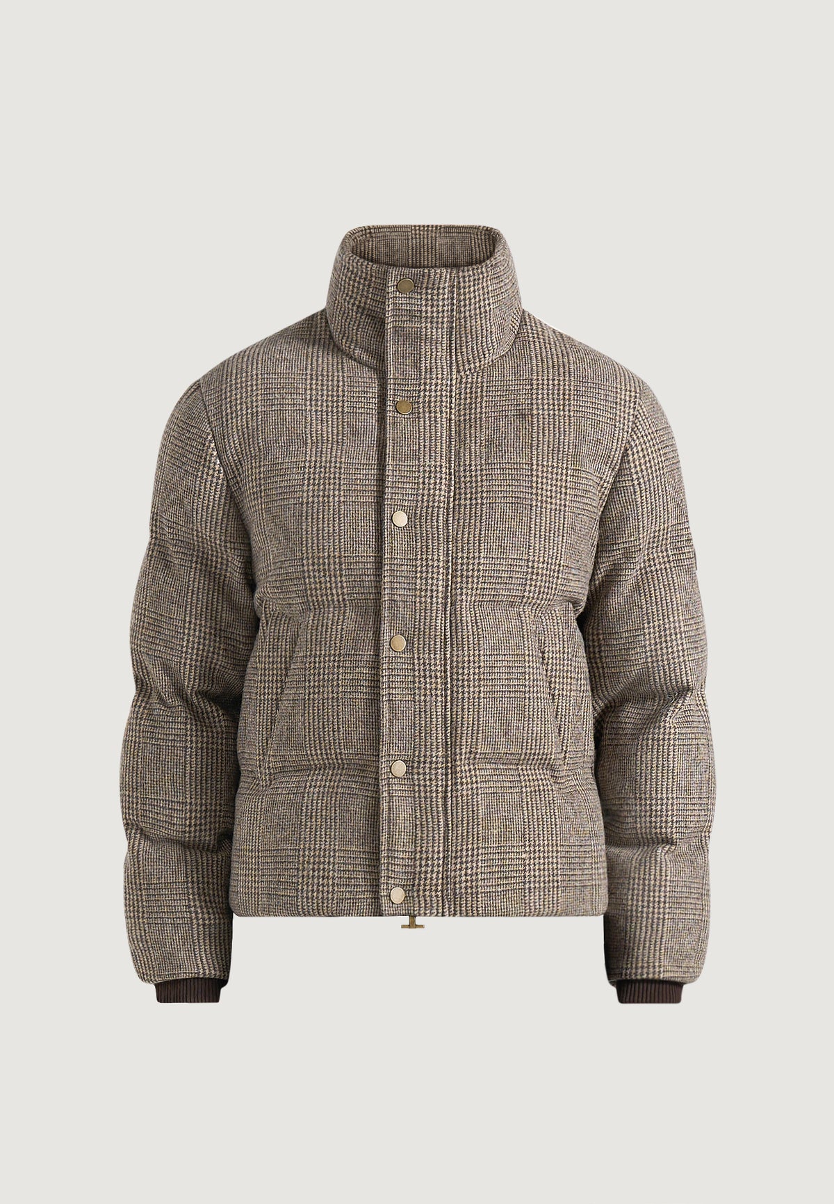 Tate - Check Wool Puffer Jacket - Brown