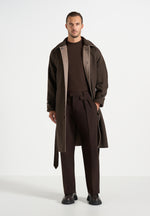 Alfie - Reversible Belted Wool-Blend Car Coat - Brown / Taupe