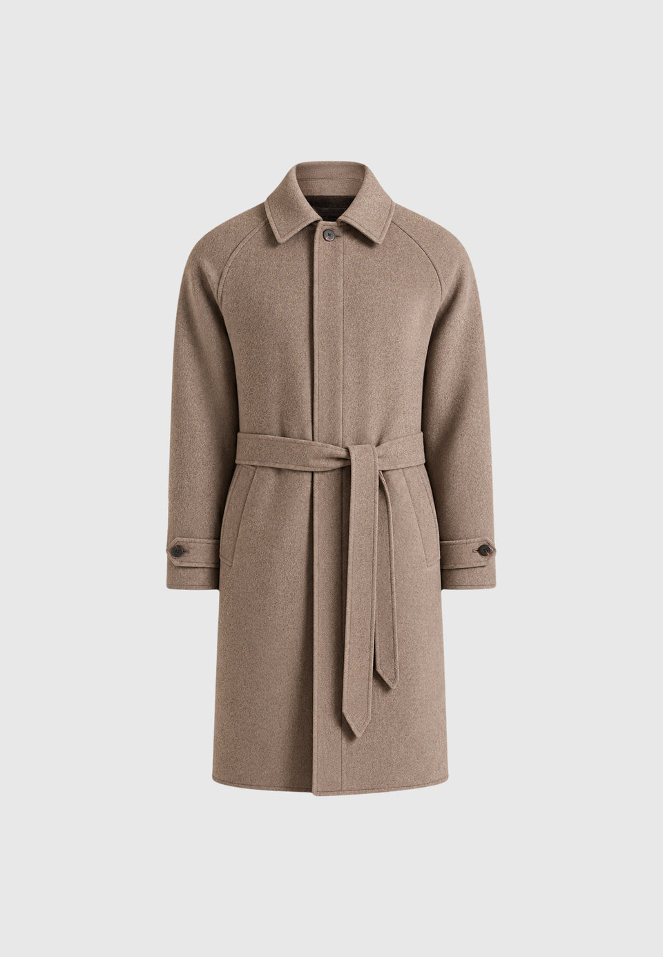 Alfie - Reversible Belted Wool-Blend Car Coat - Brown / Taupe