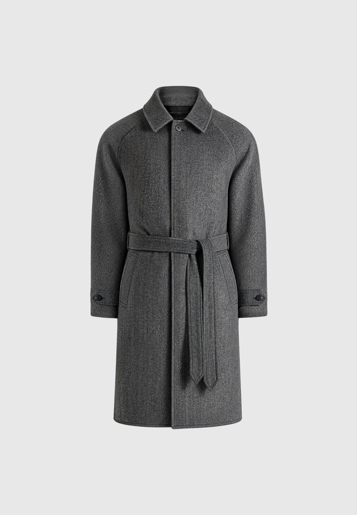 Alfie - Reversible Belted Wool-Blend Car Coat - Grey / Black