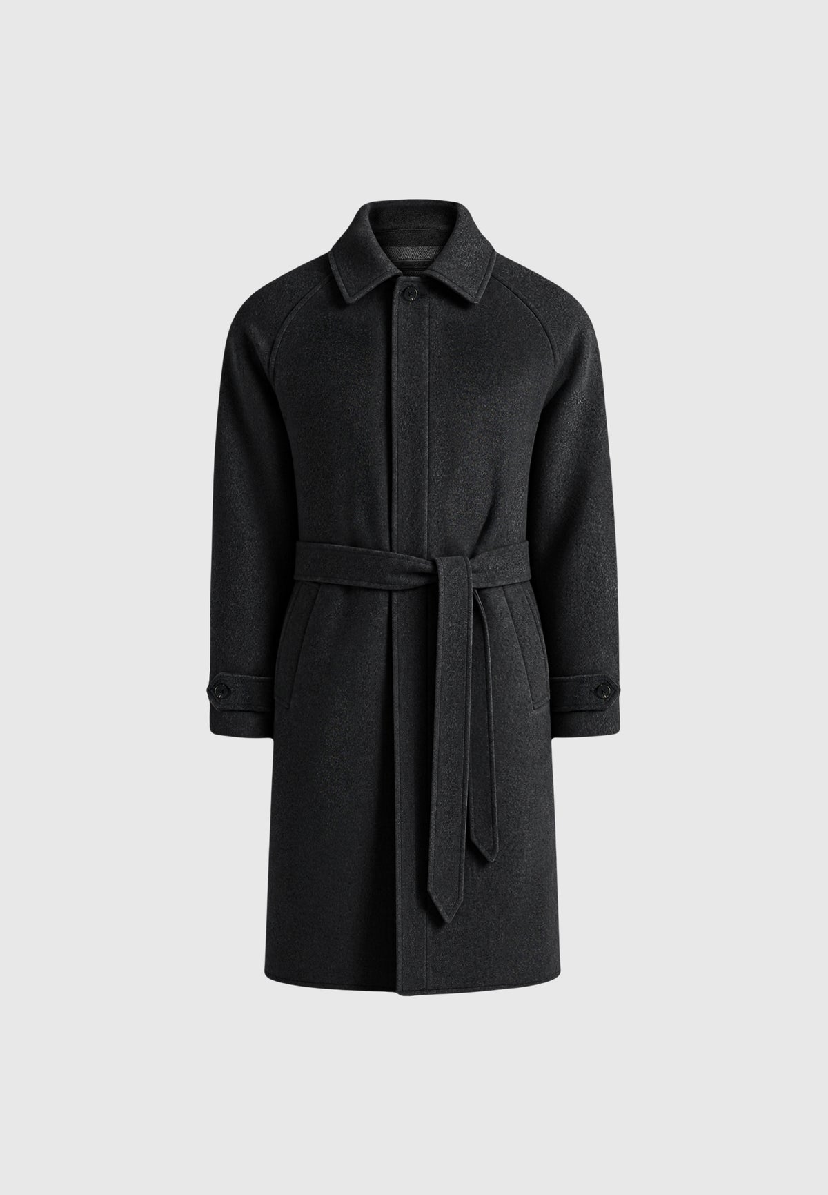 Alfie - Reversible Belted Wool-Blend Car Coat - Grey / Black
