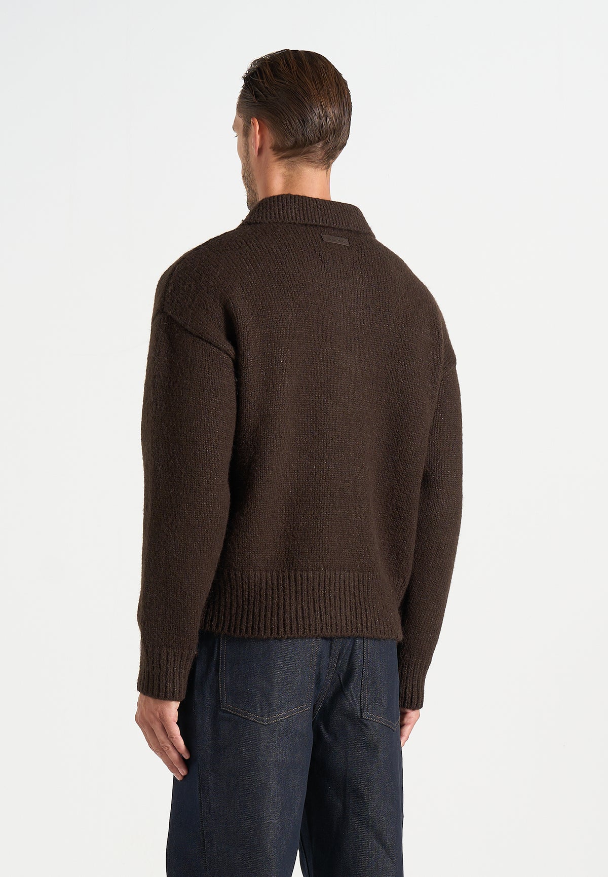 Finn - Brushed Wool-Blend Polo Knit Sweater - Brown