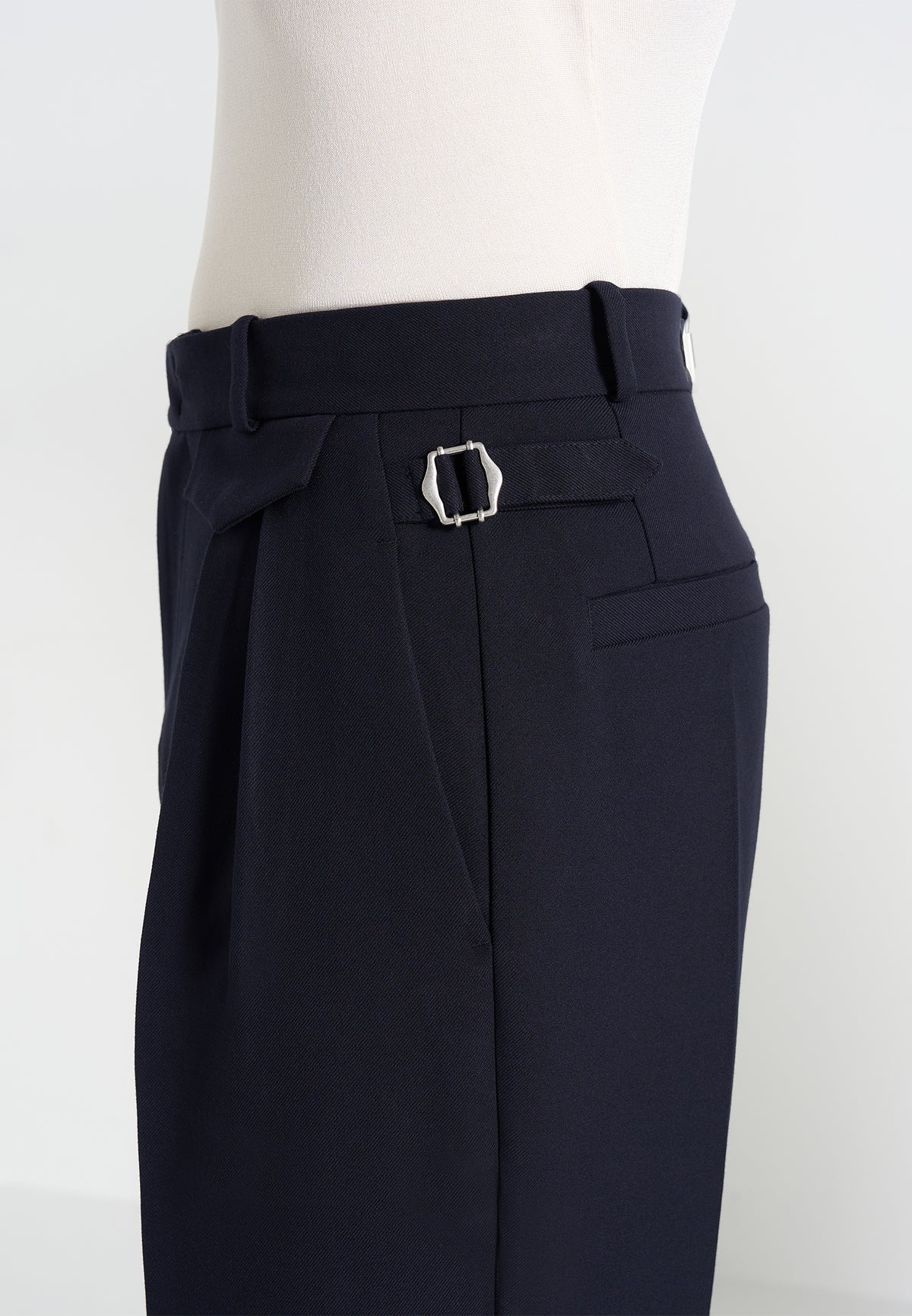 Pierre - Twin Pleat Tailored Wool-Blend Pants - Dark Navy
