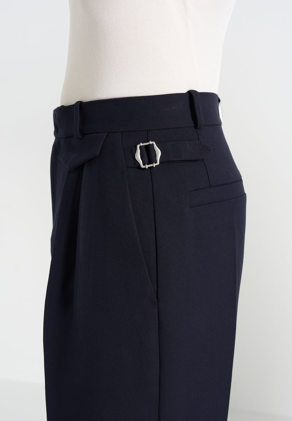 Pierre - Twin Pleat Tailored Wool-Blend Pants - Dark Navy