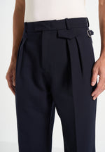 Pierre - Twin Pleat Tailored Wool-Blend Pants - Dark Navy