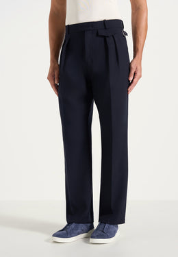 Pierre - Twin Pleat Tailored Wool-Blend Pants - Dark Navy