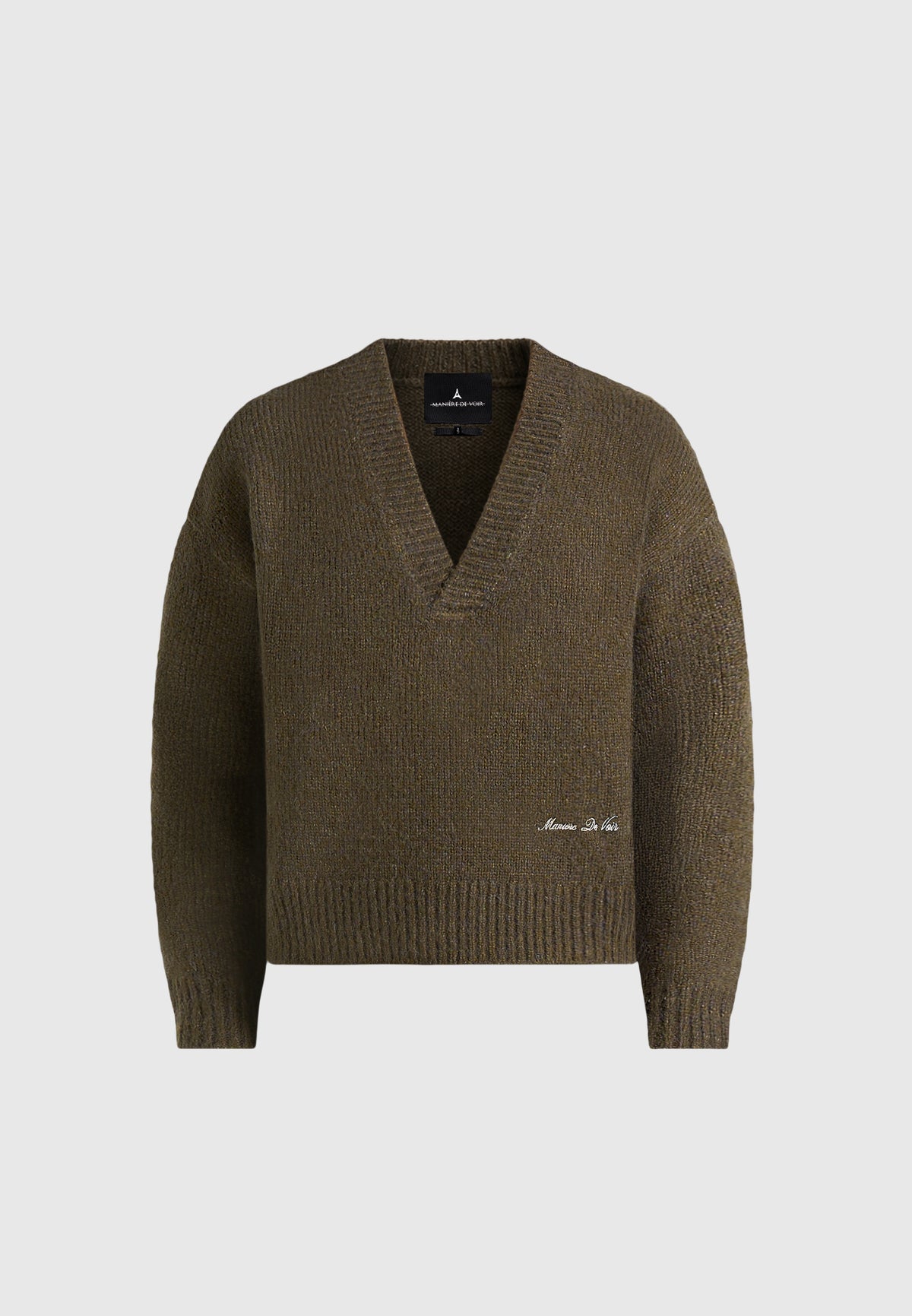 Chad - V-Neck Wool-Blend Knit Sweater - Olive