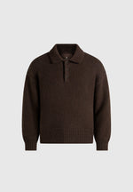 Finn - Brushed Wool-Blend Polo Knit Sweater - Brown