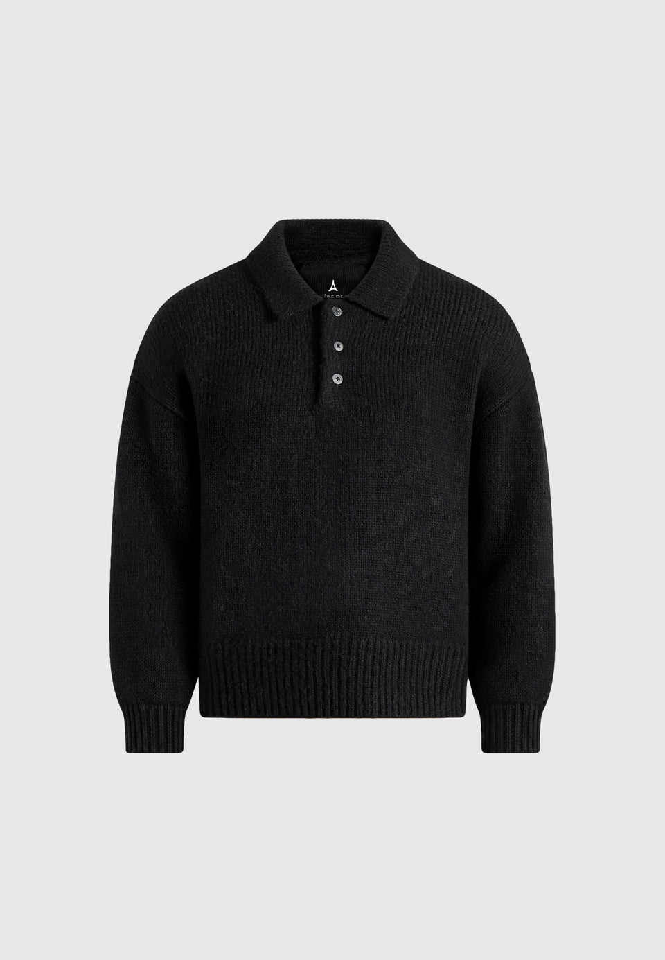 Finn - Brushed Wool-Blend Polo Knit Sweater - Black