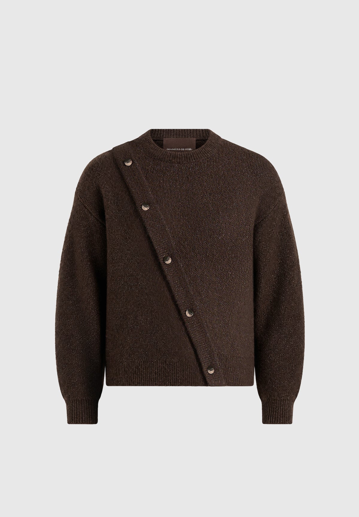 Theo - Asymmetric Brushed Wool-Blend Knit Sweater - Brown