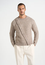 Theo - Asymmetric Brushed Wool-Blend Knit Sweater - Taupe