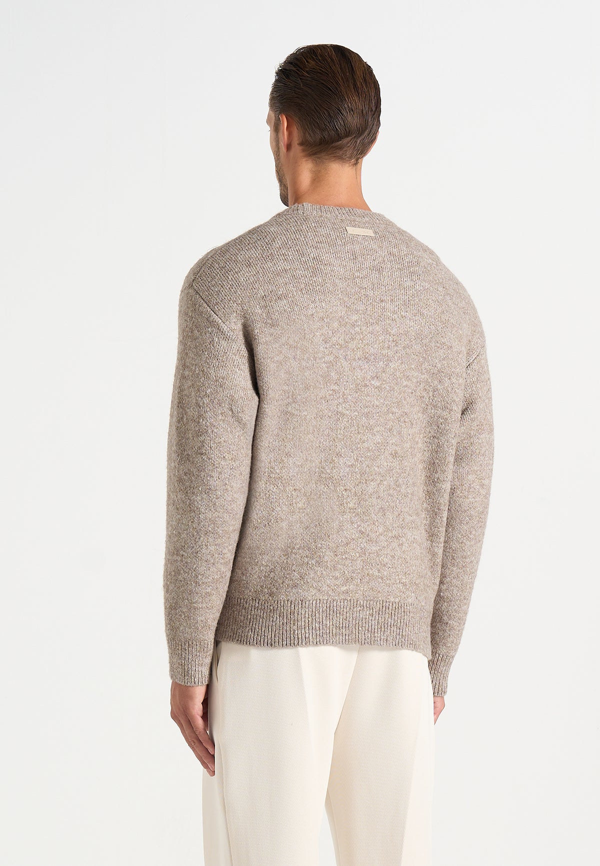 Theo - Asymmetric Brushed Wool-Blend Knit Sweater - Taupe