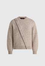 Theo - Asymmetric Brushed Wool-Blend Knit Sweater - Taupe
