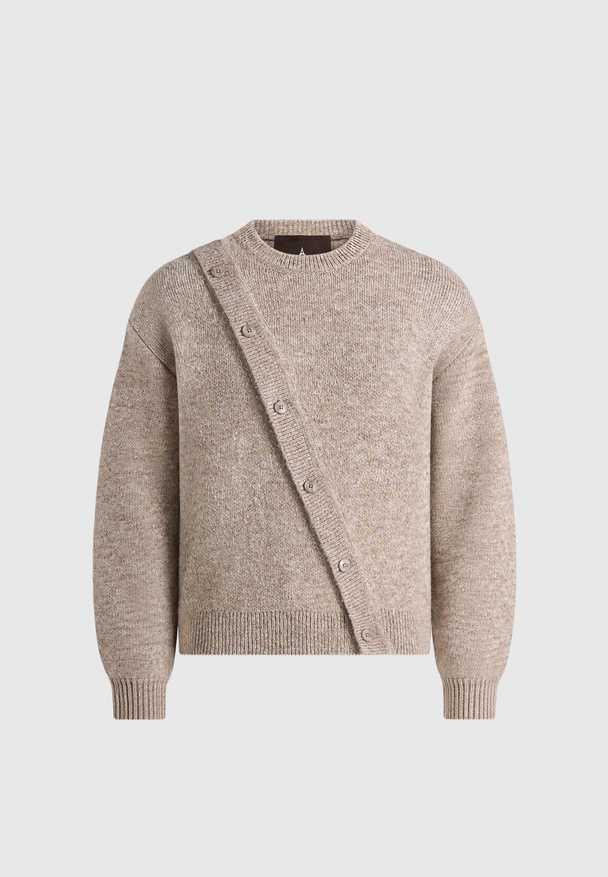 Theo - Asymmetric Brushed Wool-Blend Knit Sweater - Taupe