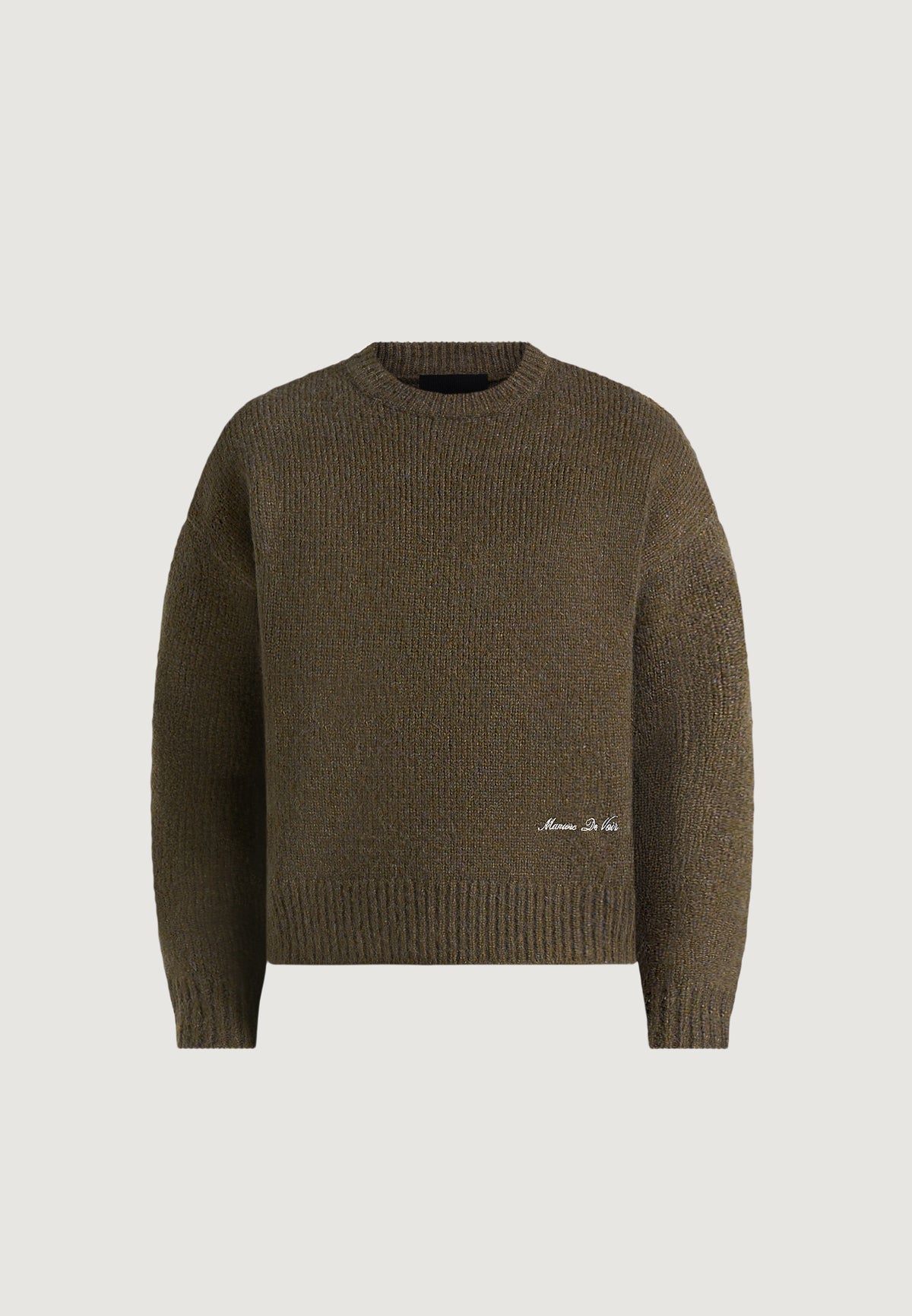 KW001 - Brushed Wool-Blend Knit Signature Sweater - Olive