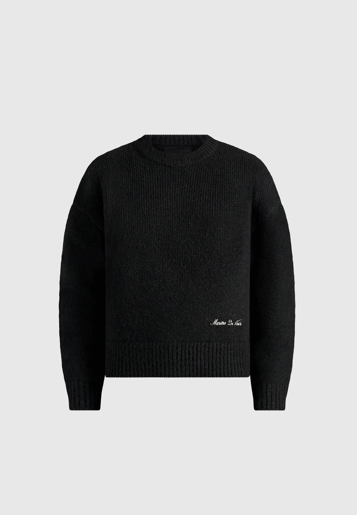 KW001 - Brushed Wool-Blend Knit Signature Sweater - Black