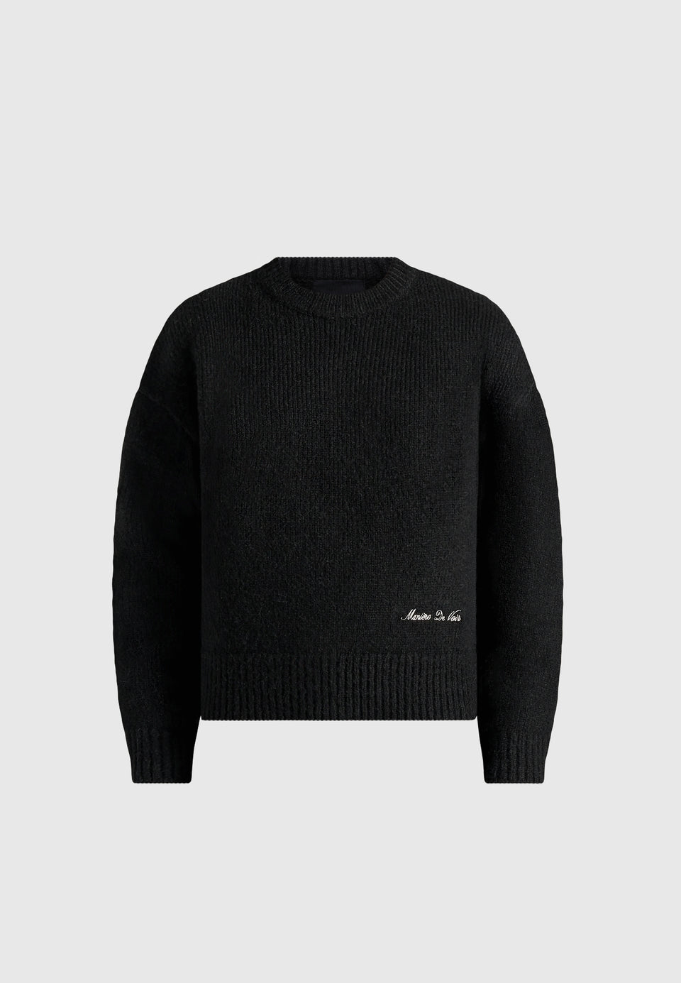 KW001 - Brushed Wool-Blend Knit Signature Sweater - Black