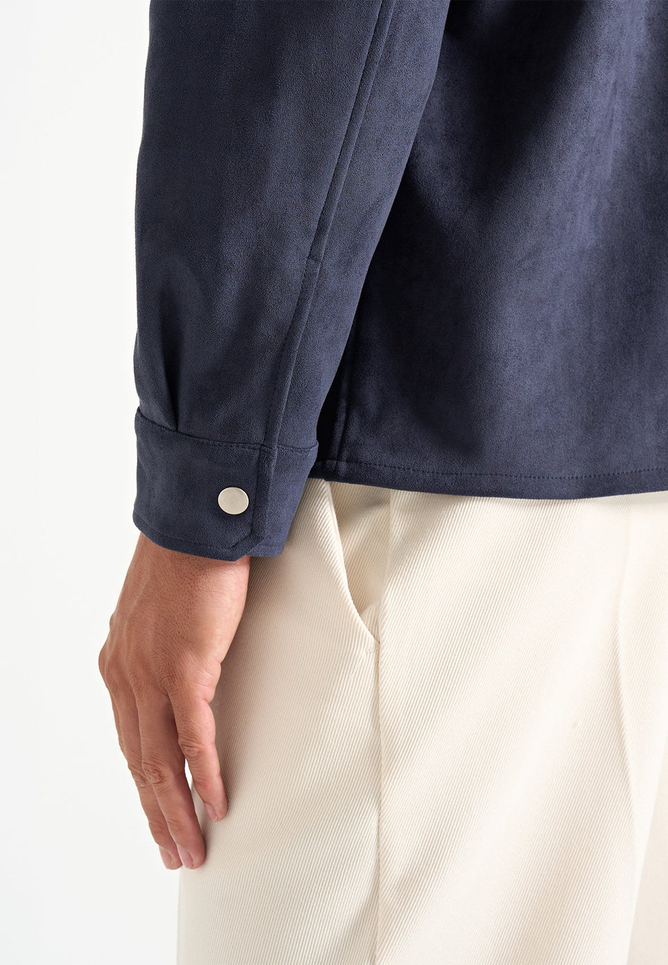 Andy - Unisex Suede Long Sleeve Shirt - Navy