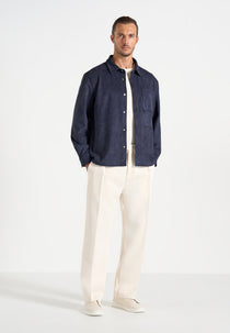 Andy - Unisex Suede Long Sleeve Shirt - Navy