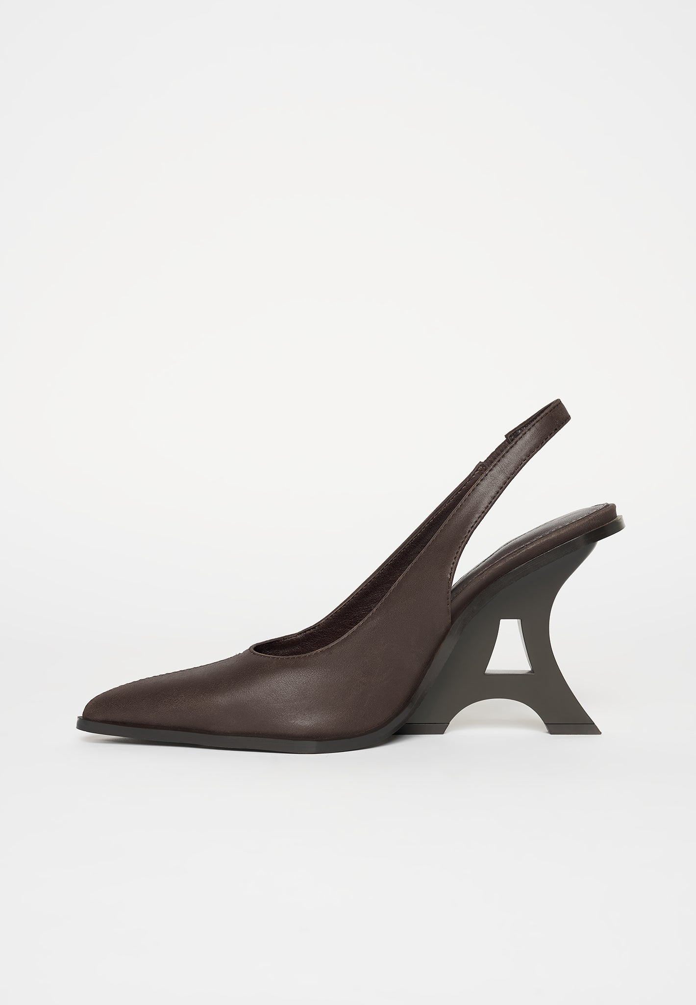 Sling Back Eiffel Heel - Brown