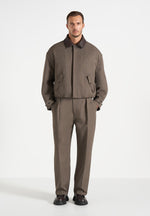Cameron - Unisex Oversized Textured Tailored Bomber Jacket - Taupe
