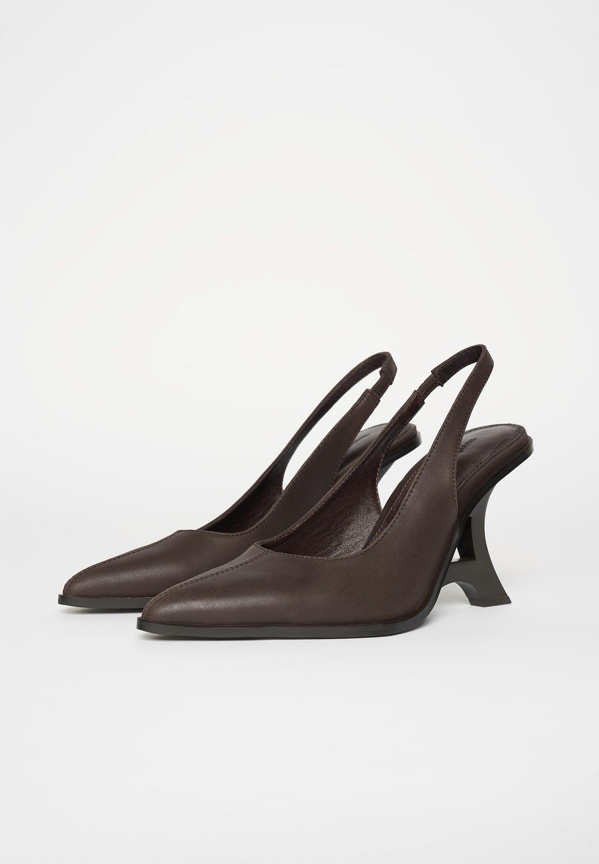 Sling Back Eiffel Heel - Brown